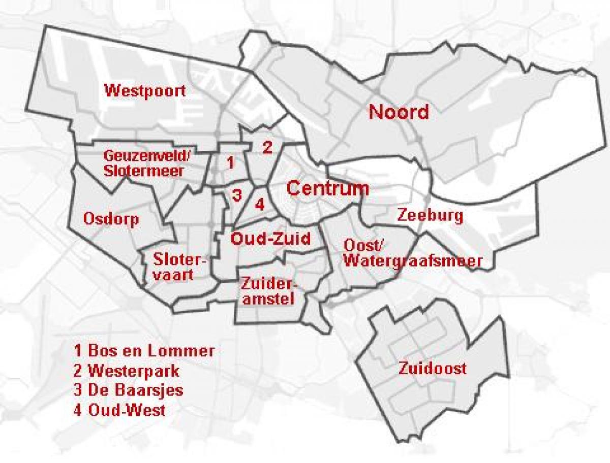 bairros, em Amesterdão mapa