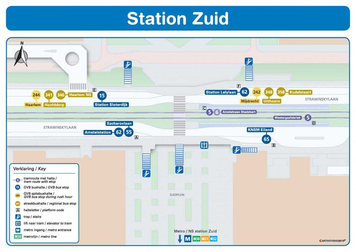 mapa de Amsterdam zuid estação