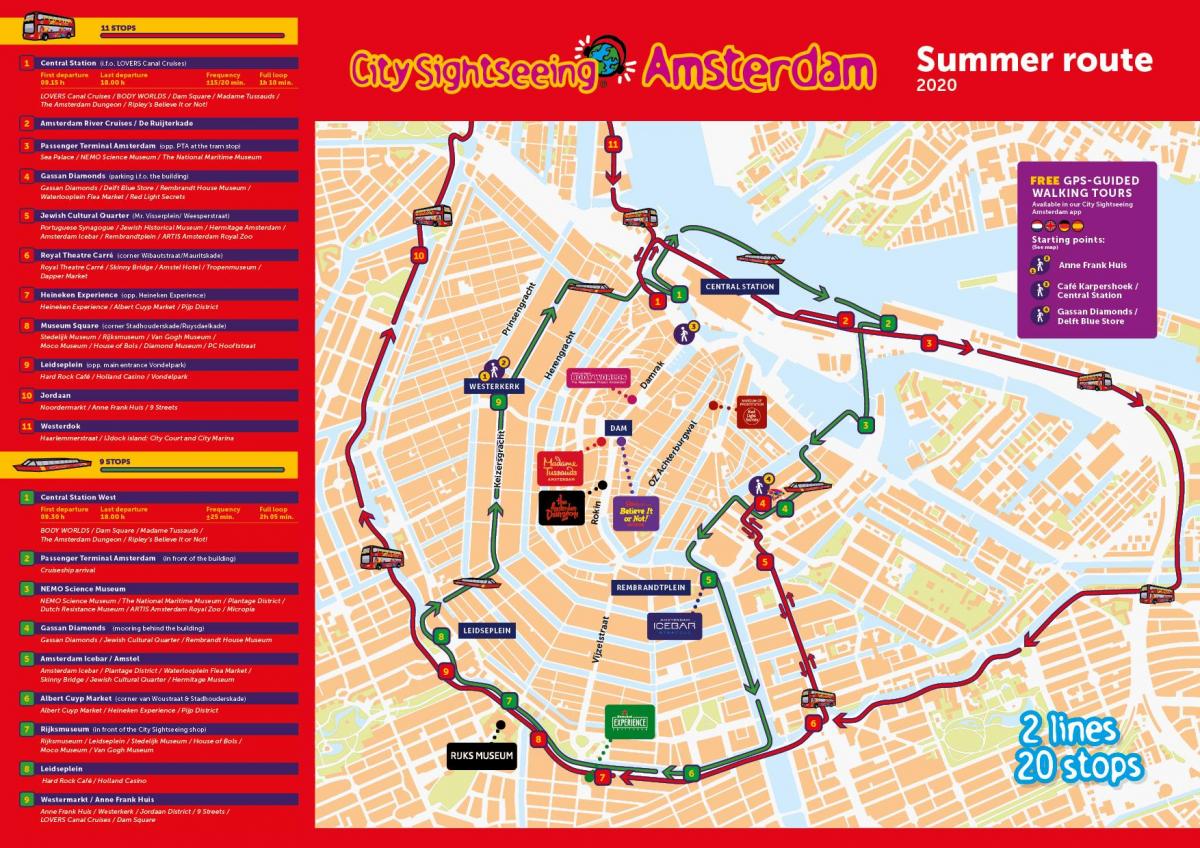 mapa do canal de Amesterdão cruzeiro