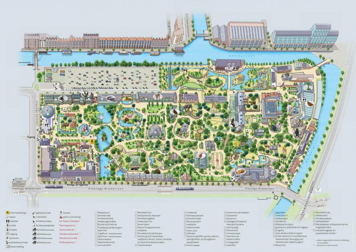 mapa do jardim zoológico de Amesterdão