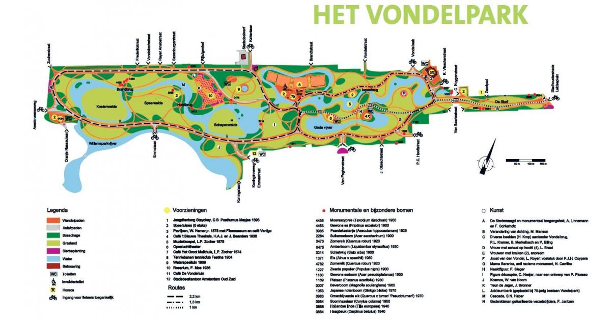 mapa do vondelpark Amsterdam
