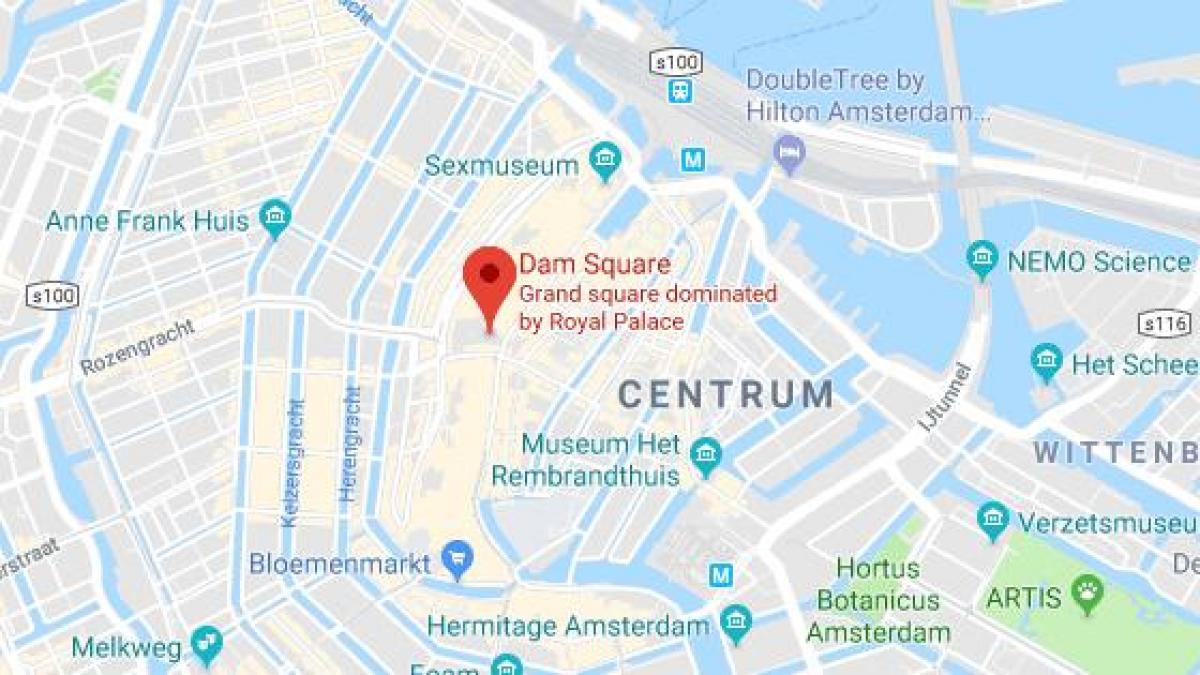 mapa de Amesterdão, a praça dam
