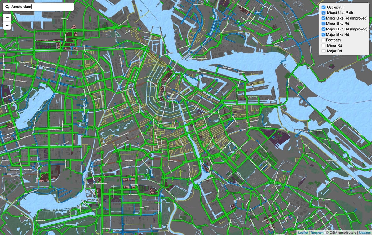 Amesterdão mapa de ciclo