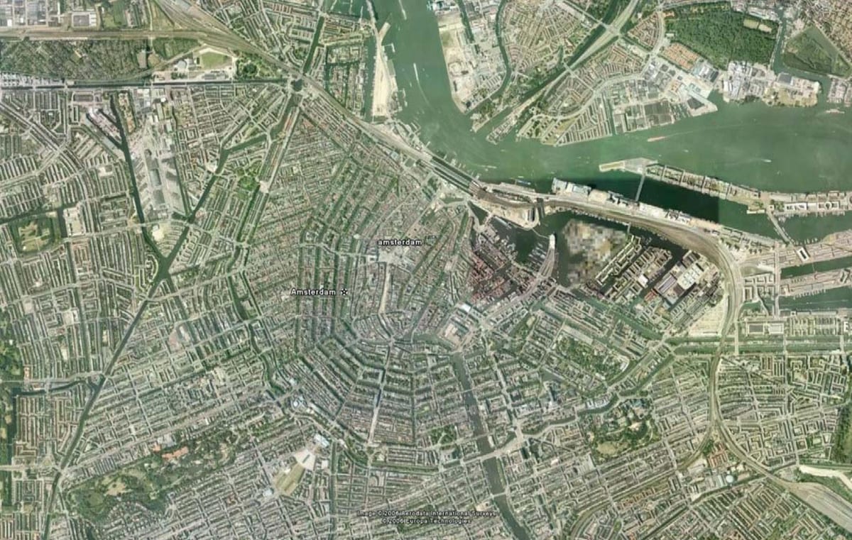 mapa de Amsterdão satélite