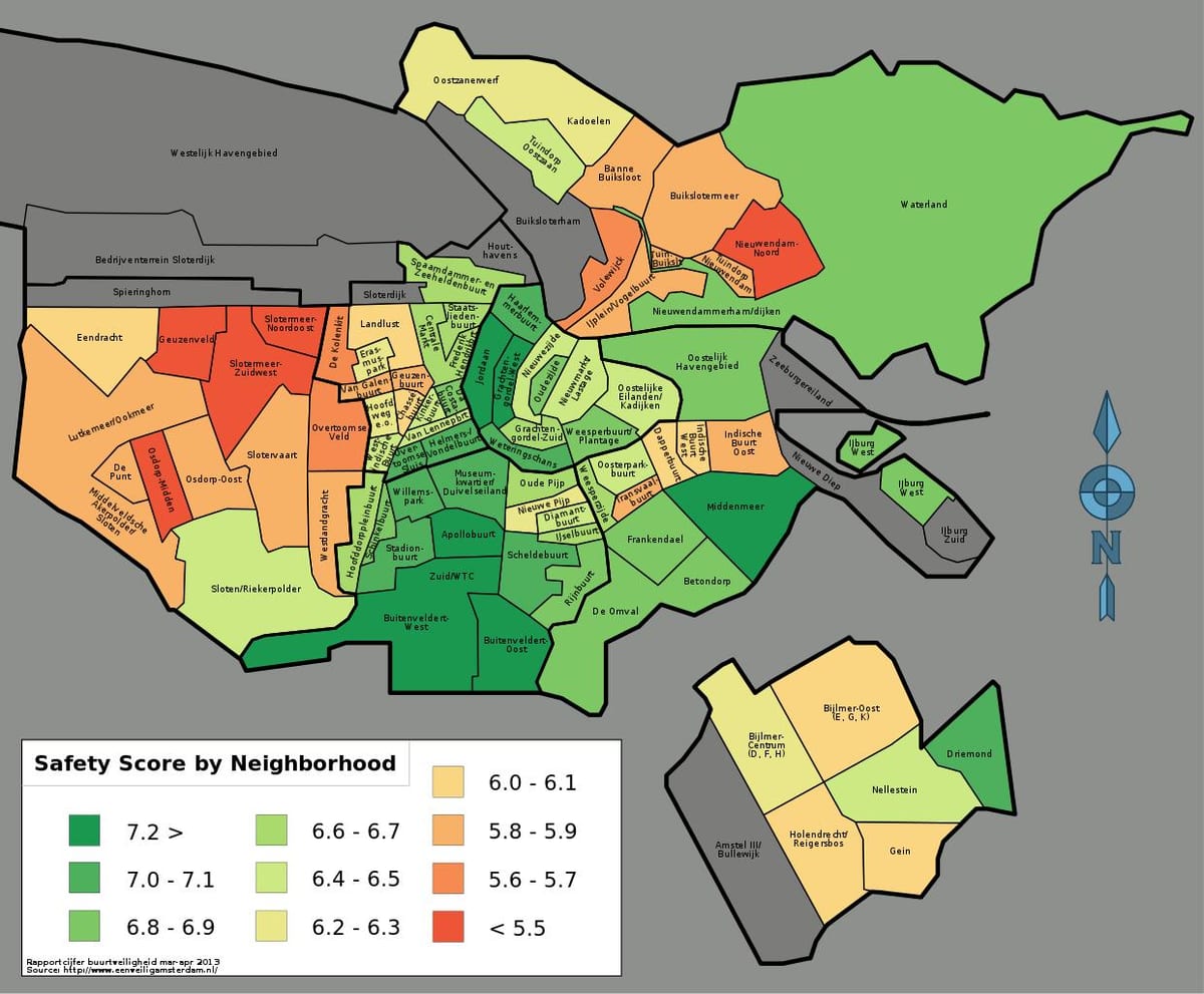 mapa de Amsterdão segurança