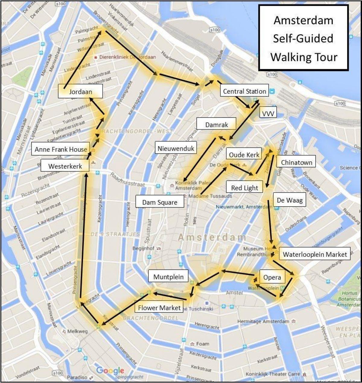 Amesterdão, a uma curta turnê mapa