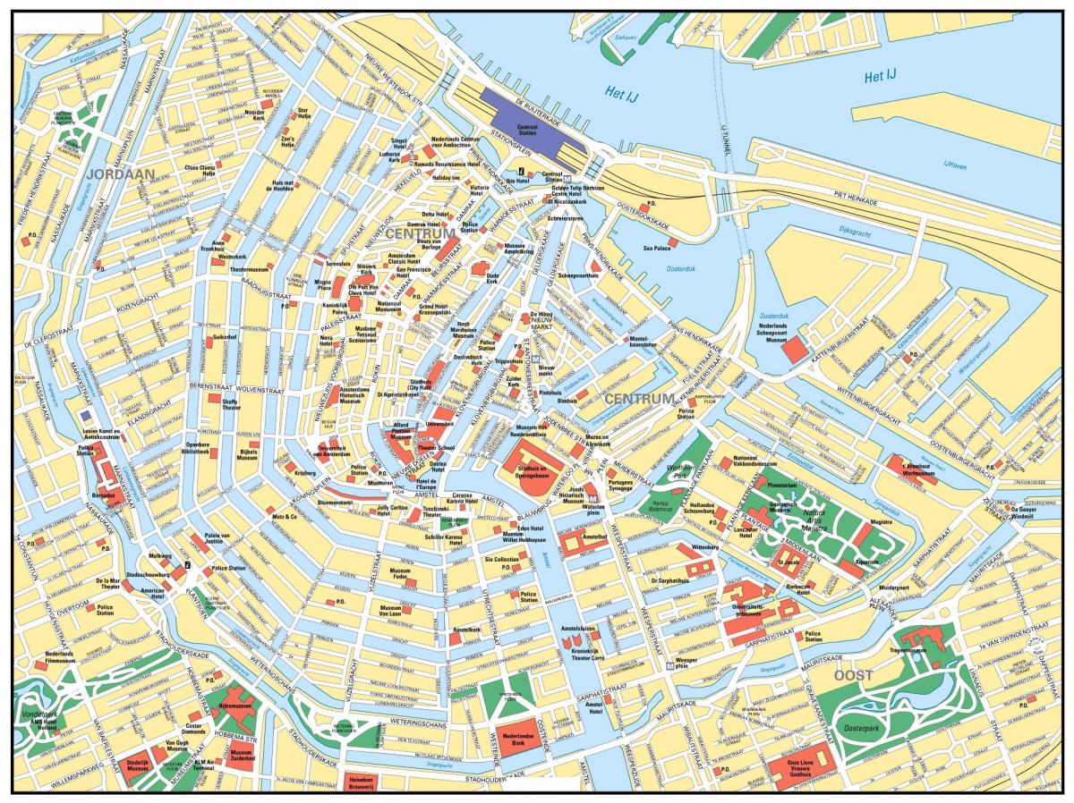 mapa de rua de Amesterdão, países baixos