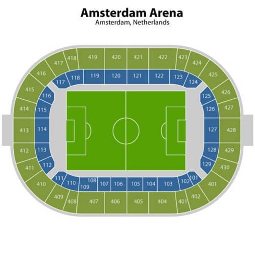 mapa da Amsterdam arena, sede