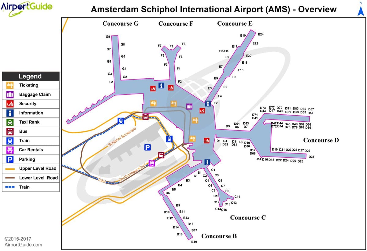 schiphol estação ferroviária mapa