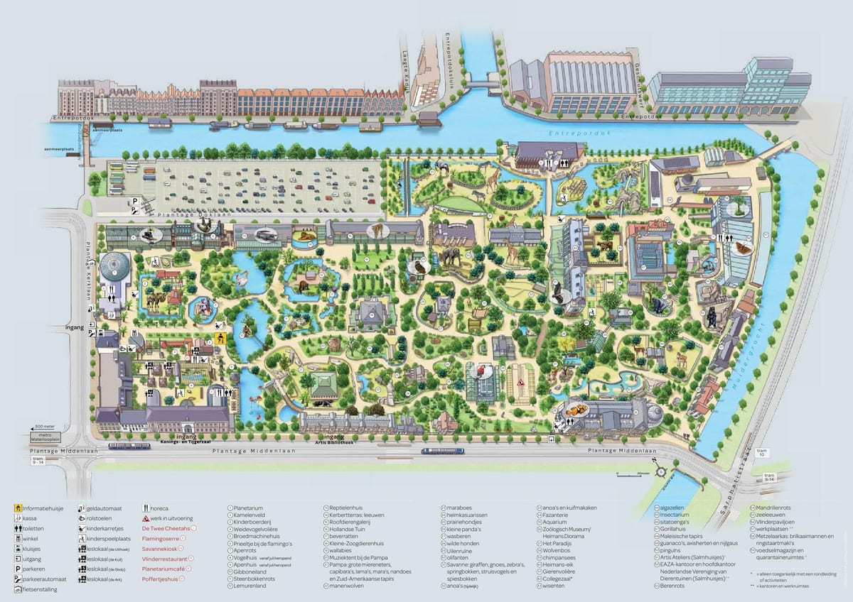 mapa do jardim zoológico de Amesterdão
