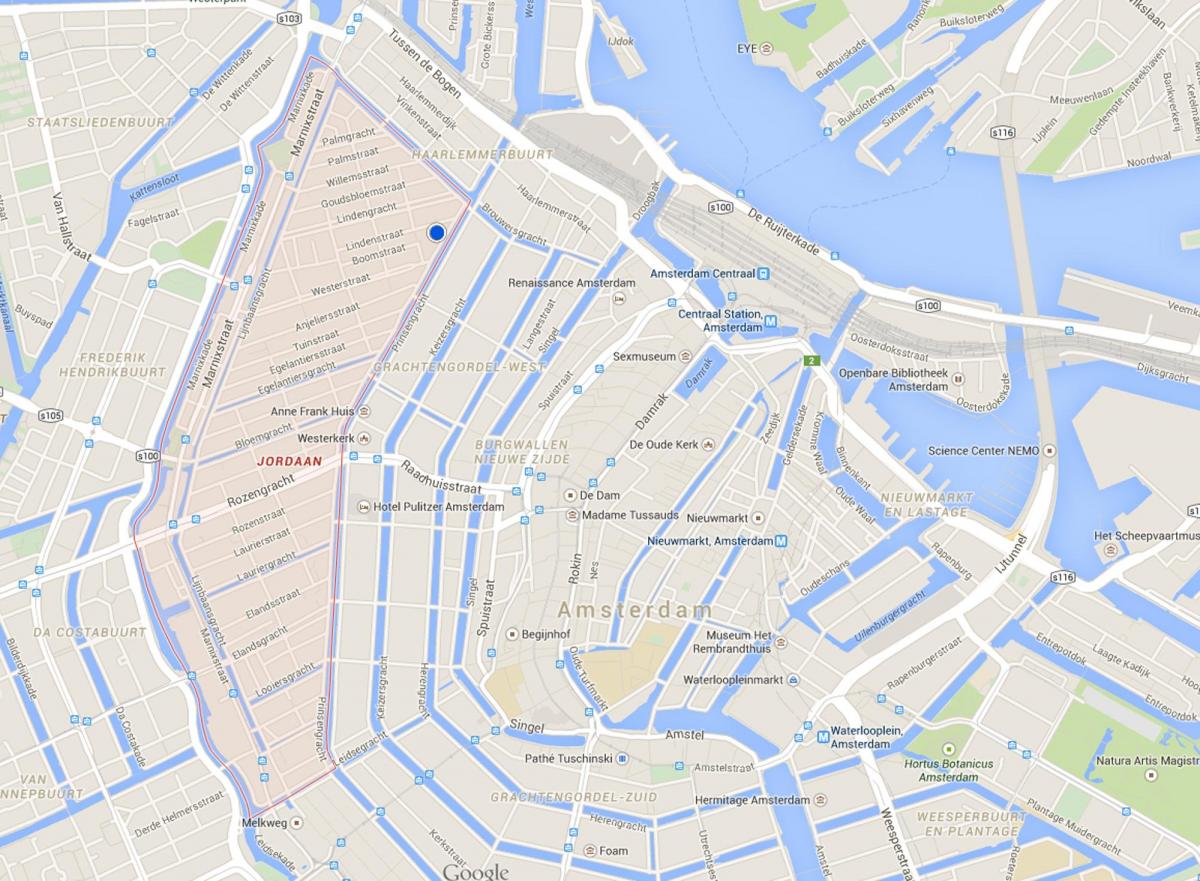 mapa de jordaan, em Amesterdão