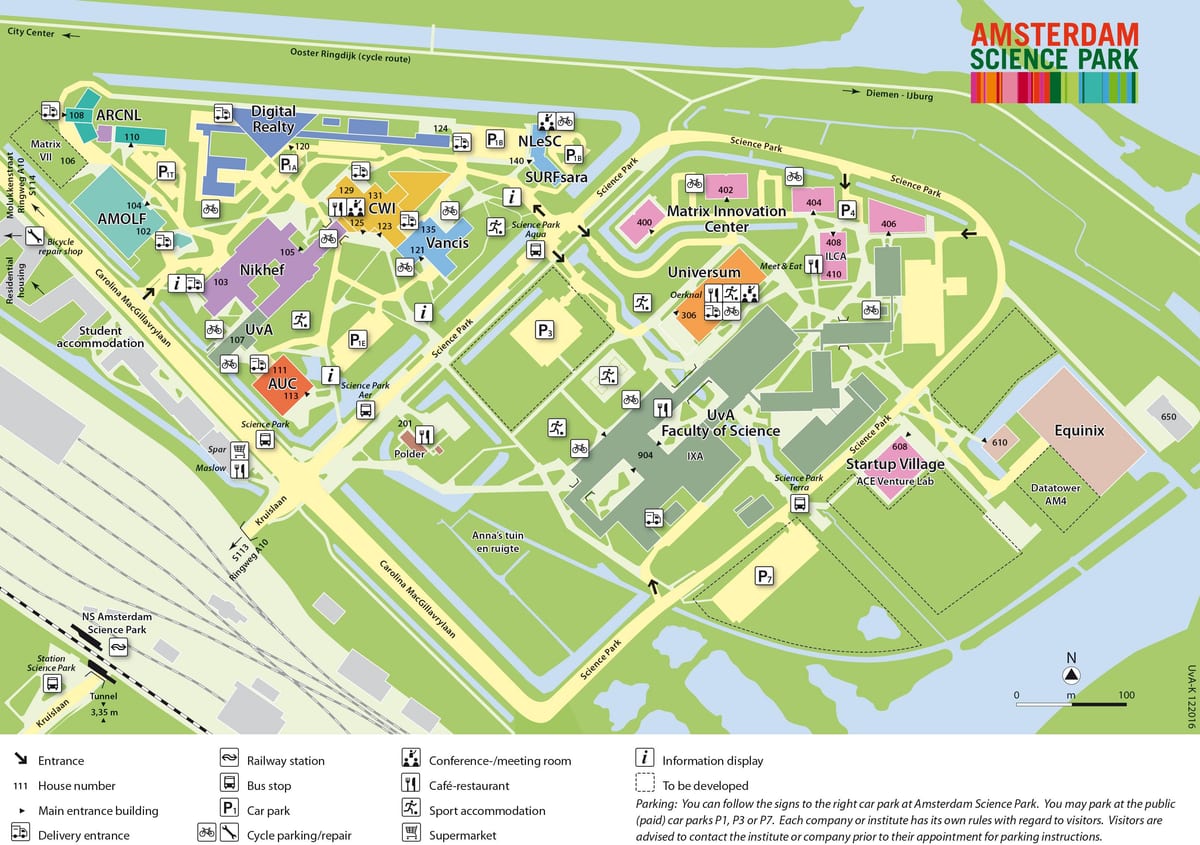 mapa do parque de ciência Amesterdão