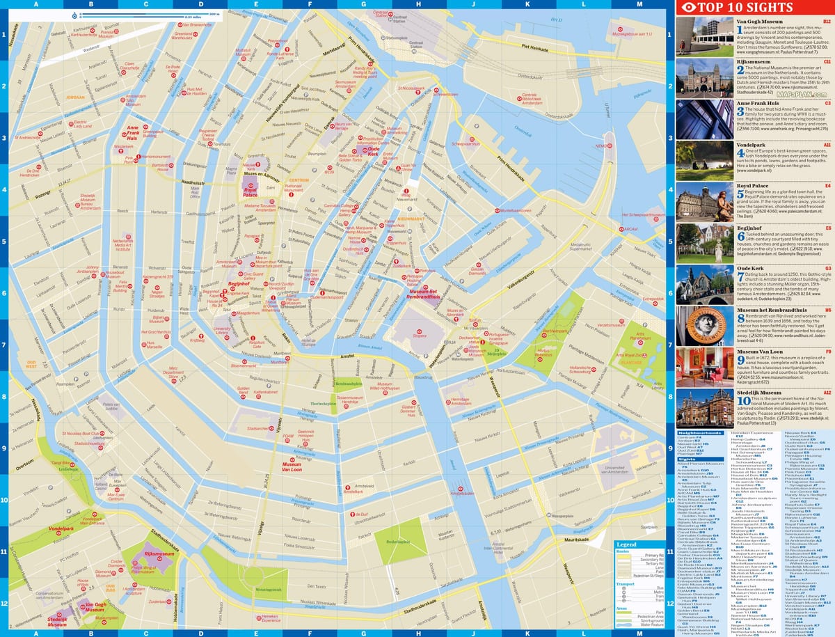 Amesterdão lugares para visitar mapa
