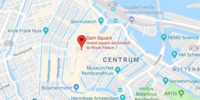 Mapa de Amesterdão, a praça dam