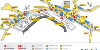 O aeroporto de Schiphol mapa klm