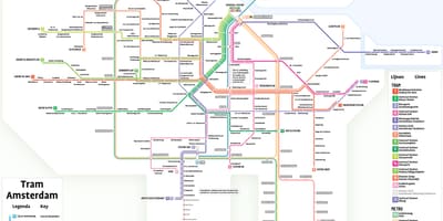 Mapa de eléctrico de Amesterdão