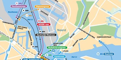 Mapa de Amsterdão ferry
