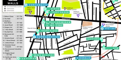 A arte de rua de Amesterdão mapa
