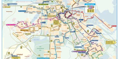 A noite de ônibus Amesterdão mapa