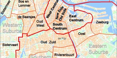 Mapa de Amsterdão subúrbios