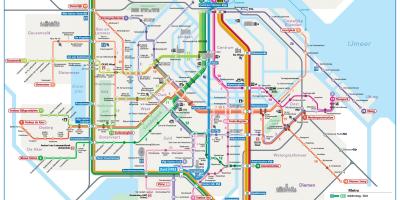 Amesterdão, de eléctrico e de metro mapa