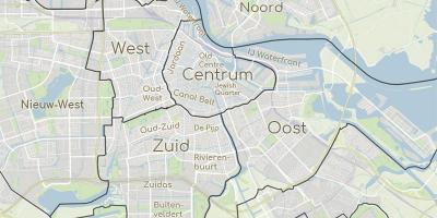 Mapa de Amsterdão mostrando distritos