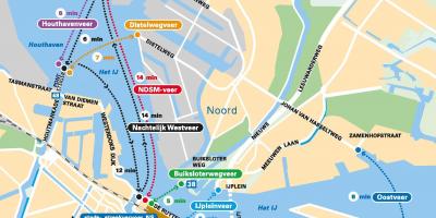 Mapa de Amsterdão ferry
